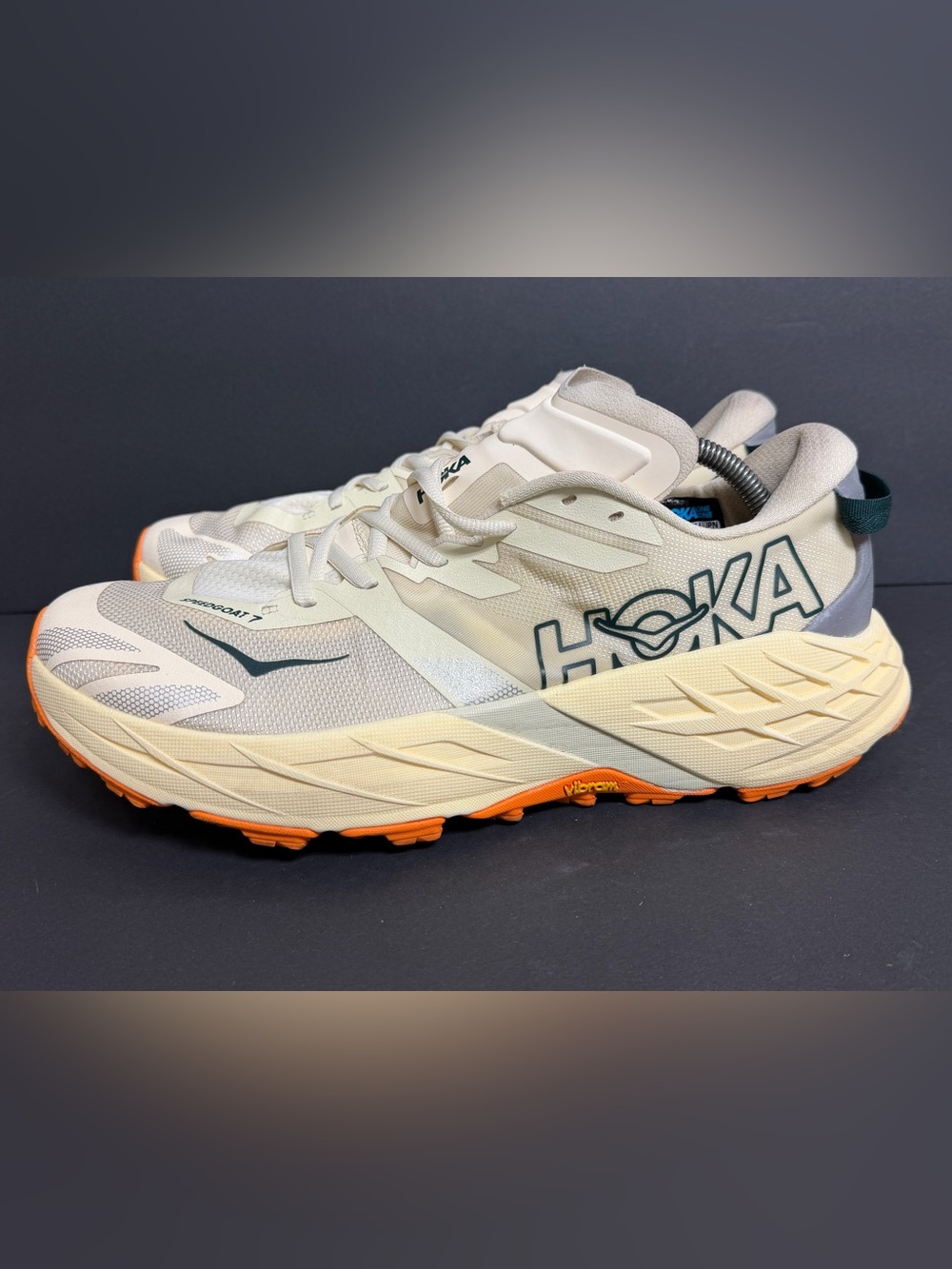 Size 12 2E WIDE - Hoka One One Hoka Speedgoat 7 Vintage Yellow RARE WORN TWICE